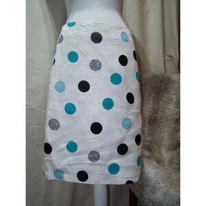 Talbots Petites Skirt Pencil Cotton Business Career 8P White Polka dot